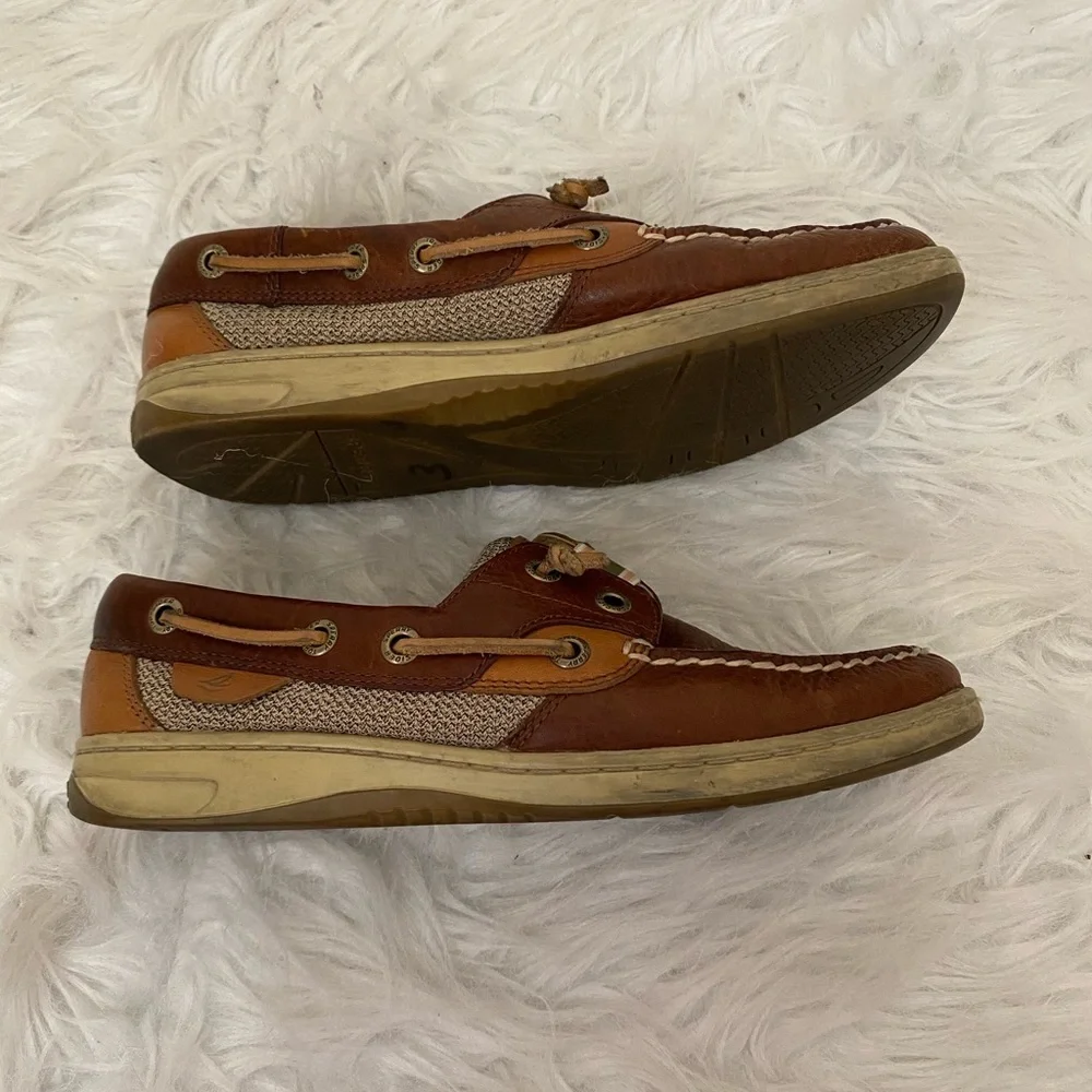 🔥30%OFF🔥SPERRY BROWN GREEN/PINK STRIPE SHOE 5.5